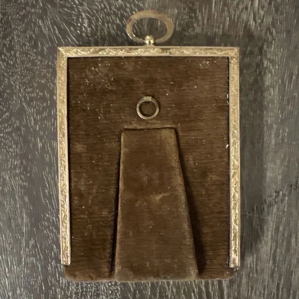 Antique Solid Brass Picture Frame with Original Glass – c. 1890–1915 – 3x4